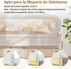 Barreira dobrável para camas infantis, altura ajustável com 120 x 36 x 60 cm, com capa removível em tecido Oxford, base em U, com correia e fivela, br