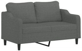 2 pcs conjunto de sofás com almofadas tecido cinzento-escuro