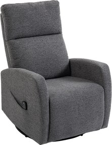 HOMCOM Poltrona relax, poltrona de massagem em chenille com função de aquecimento, rotação 360°, mecanismo de balanço, ajustável manualmente, cinza escuro | Aosom Portugal
