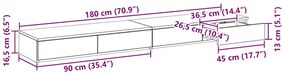 Gavetas de Cama vidaXL Pretas 180x36,5x16,5 cm em Madeira de Engenhari