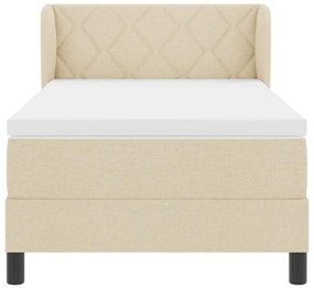 Cama Box Spring com Colchão Creme 100x200 cm Tecido