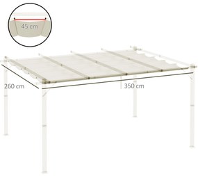 Cobertura para Pérgola 3,5x2,5 m Teto de Substituição Retrátil para Pé