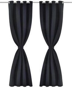Cortinas blackout com ilhós de metal 270x245 cm preto
