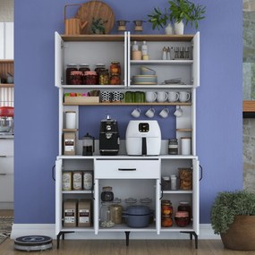 Armário Alto de Cozinha "Stella" - 120 x 184,2 x 40 cm - Nogueira e Br