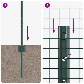 Cerca de Arame Soldado com 5 Postes U Verde 0.8x10 m Aço