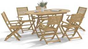 7 pcs conjunto de jantar para jardim madeira de acácia maciça