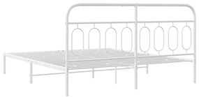 Estrutura de cama com cabeceira 160x200 cm metal branco