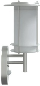 Candeeiro de parede exterior com sensor aço inoxidável prateado