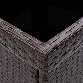 3 pcs conjunto de jantar para jardim vime PE e vidro castanho