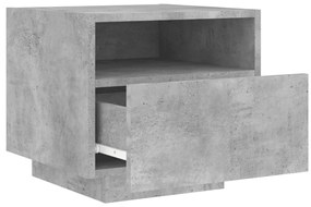 Mesa de cabeceira com luzes LED 40x39x37 cm cinzento-cimento