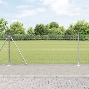 vidaXL Cerca de Fio Soldado com 13 Postes Flangeados 0.8x25 m Aço Galvanizado