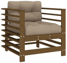 Cadeiras de jardim c/ almofadões 2pcs pinho maciço castanho-mel
