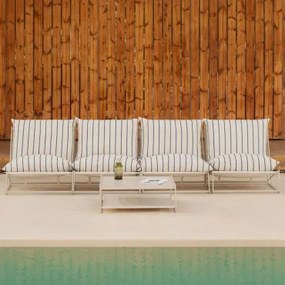 Conjunto De Jardim Com Sofá Modular De 4 Peças E Mesa Auxiliar Conversível Amaro Tapioca Bege - Azul- Marinho - Sklum