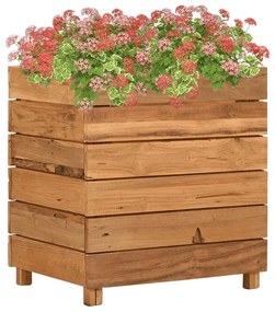 Vaso/floreira 50x40x55 cm madeira de teca reciclada e aço