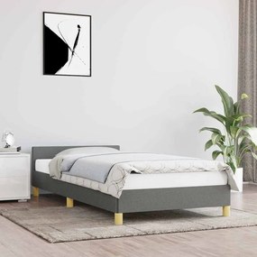 Estrutura de cama sem colchão 100x200 cm tecido cinzento-escuro