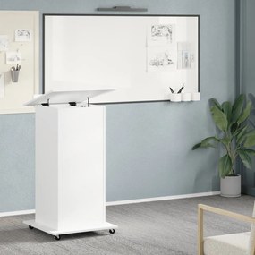 Púlpito c/ rodas e gaveta 55x55x107 cm derivados madeira branco