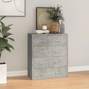vidaXL Aparador com 4 gavetas 60x30,5x71 cm cinzento cimento