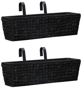 vidaXL Floreiras de pendurar 2 pcs jacinto de água preto