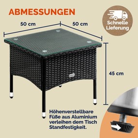 Mesa auxiliar jardim em polyrattan 50 x 50 x 45 cm Preto