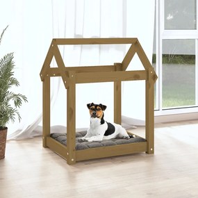 Cama para cães 61x50x70 cm pinho maciço castanho mel