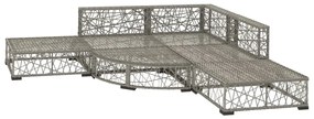 6 pcs conjunto lounge de jardim c/ almofadões vime PE cinzento