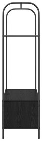 Porte-Roupas com Prateleiras Carvalho Preto 100x44x160 cm