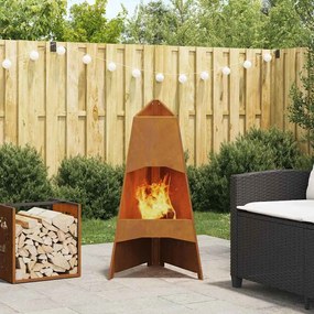 vidaXL Fire Pit Castanho 50 x 50 x 95 cm Aço corten