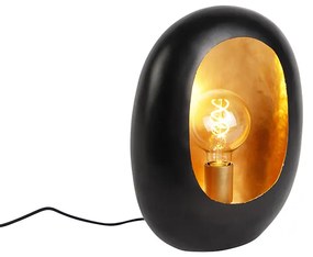 Candeeiro de mesa design preto com interior dourado 36 cm - Cova Design