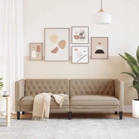 Sofá chesterfield 3 lugares couro artificial cappuccino