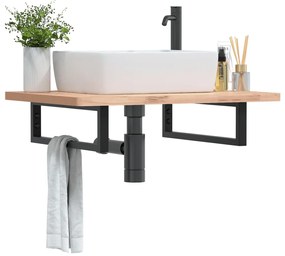 vidaXL Suportes de prateleira p/ lavatório 2 pcs aço retangular preto