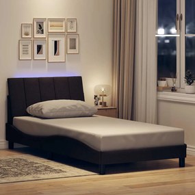 vidaXL Estrutura de cama sem colchão 100x200 cm tecido castanho-escuro