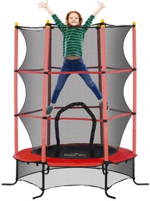 HOMCOM Trampolim para Crianças com Rede de Segurança e Estrutura de Aço para Interiores e Exteriores Carga 50 kg Ø163x190 cm Vermelho