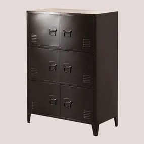 Cajonete Armário De 6 Portas Em Aço Pohpli Negro-de-fumo - Sklum