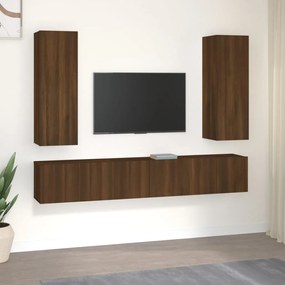 Conjunto móveis de TV 5pcs madeira processada carvalho castanho
