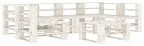 7 pcs conjunto lounge de jardim em paletes madeira branco