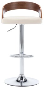 Bancos de bar 2 pcs couro artificial creme e madeira curvada