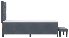 Cama Box Spring com Colchão &amp; Banco Cinza Escuro 80x200 cm Veludo