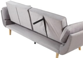 Sofá-cama em veludo cinzento claro ASBY Beliani