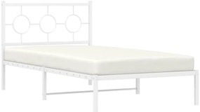 Estrutura de cama com cabeceira 100x190 cm metal branco