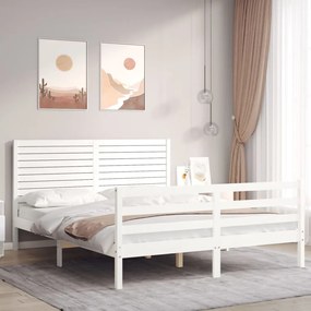 vidaXL Estrutura de cama com cabeceira 160x200 cm madeira maciça