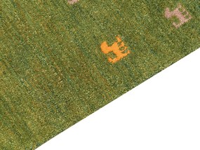 Tapete Gabbeh em lã verde 140 x 200 cm YULAFI Beliani