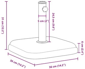 Base de guarda-sol para postes de Ø32/35/38 mm 11 kg quadrado