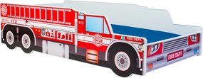 Cama infantil 160x80 - Carro de bombeiros Multicolorido - Estrutura de cama e colchão incluído