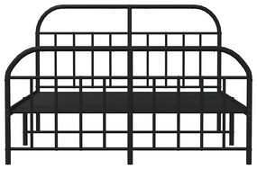Estrutura de cama com cabeceira e pés 135x190 cm metal preto