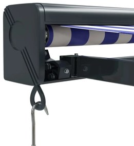 Toldo retrátil 4x3 m tecido e alumínio azul e branco