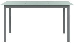 7 pcs conjunto de jantar para jardim alumínio prateado e preto