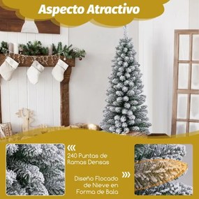 Árvore de Natal artificial com neve de 120 cm com 240 pontas de ramos Base metálica Árvore decorativa sazonal dobrável com forma fina Verde