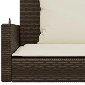 Banco baloiço com almofadões 119x56x48 cm vime PE castanho