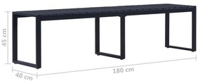Banco de jardim 180 cm placa de PS preto
