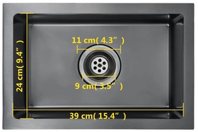 Lava-louça de cozinha artesanal aço inoxidável preto